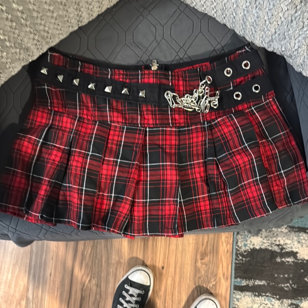 Tripp NYC Red and Black Skater Mini Skirt